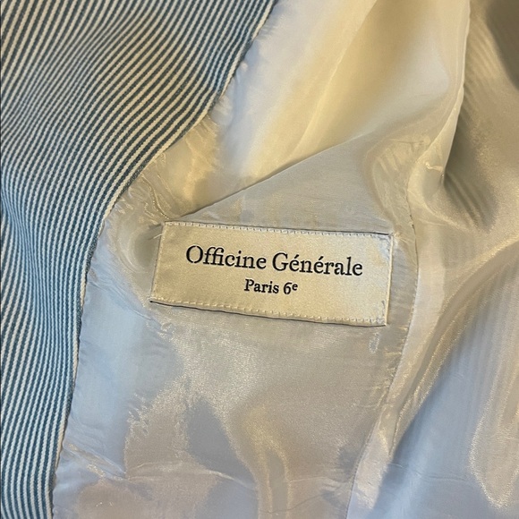 Officine Generale sear sucker Blue and White Striped Blazer - Picture 3 of 9